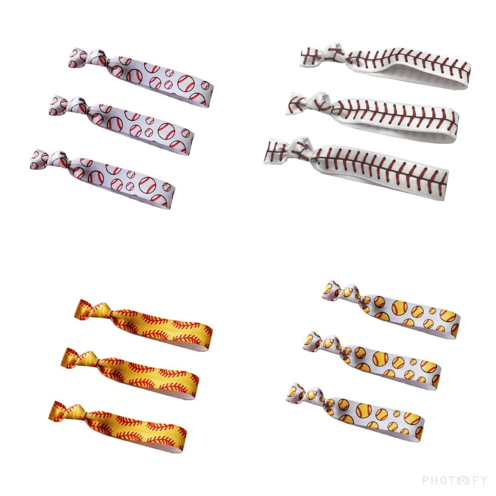Set of 12 Baseball Pattern Hair‎ Ties Set